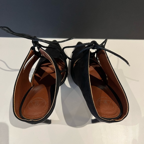 Black Suede Lace Up High Heeled Mule Size 8.5 - Picture 8 of 9